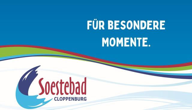 Zeitloses Gutscheinmotiv in den Farben des Soestebads mit Logo und dem Slogan „Für besondere Momente“. Geeignet für verschiedene Anlässe und Geschenkideen.